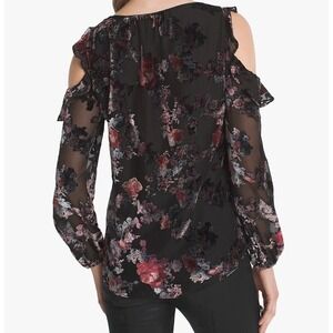 White House Black Market Womens Sz 8 Velvet Burnout Floral Top‎ Whimsigoth Fairy